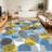 Blue Yellow Leaf Geometric carpet-easy to clean, machine-washable, soft and comfortable; suitable for door mats, kitchens, living rooms, bedrooms, corridors, and laundry areas. Easy to clean, durable carpet for home decoration.-341304865