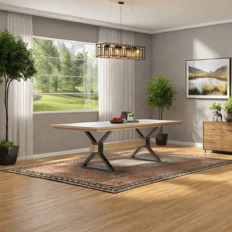 Table de salle à manger rétro en bois de frêne, H 29,53 po x L 55,12 po x l 27,56 po, Bois robuste