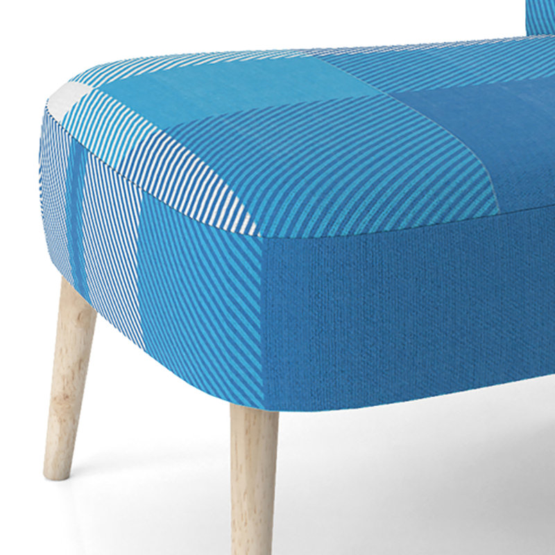Chaise d'appoint rembourrée à motif Blue Tartan