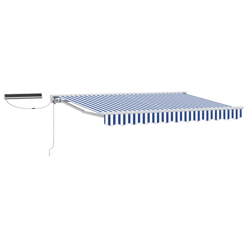 VidaXL Polyester Cover Retractable Patio Awning, 300cm W x 250cm D, Striped, Blue/White/White