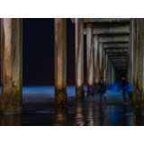 Surfers And Bioluminescence Ellen Browning Pier In La Jolla, California Print by Brian Mc Clean