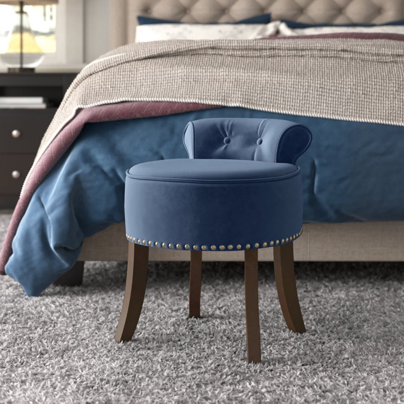 Garfield Solid Wood Accent Stool, Blue