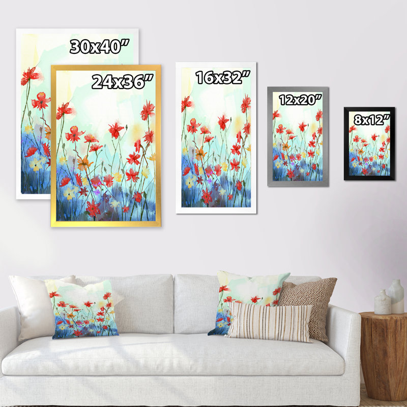 Impression florale printanière - Peinture, Cadre photo noir, H 20 po x l 12 po x P 1 po
