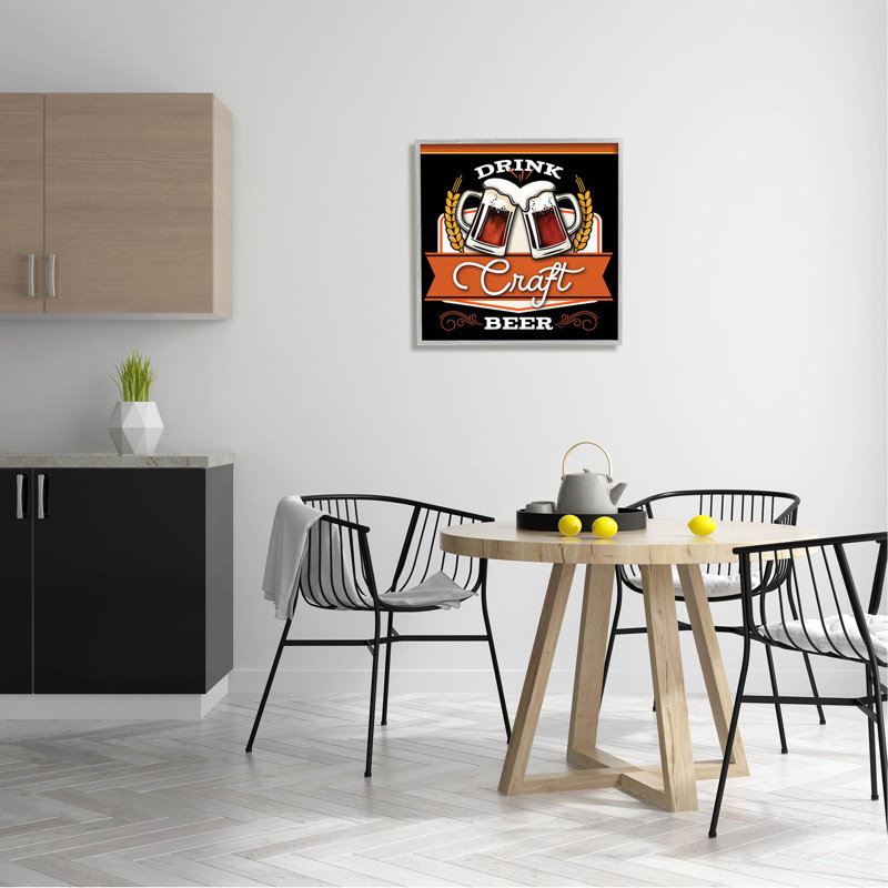 «Drink Craft Beer», phrase rétro encadrée par Mollie B., H 24 po x l 24 po x P 1,5 po, Estampe numérique Farmhouse