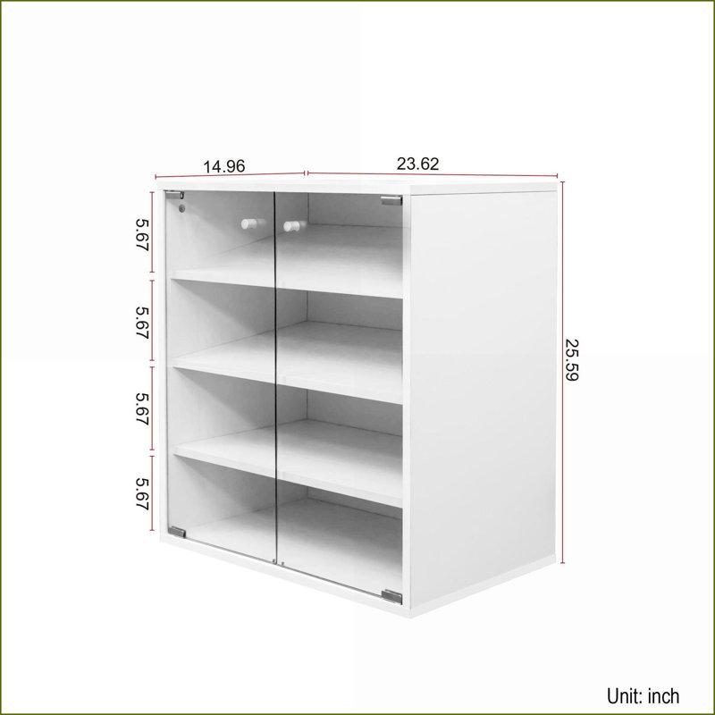 Shoe Storage Box with RGB LED Lights, 4 Tier Stackable Organizer with Tempered Glass Door | Minimalist | Particle Board+MDF
