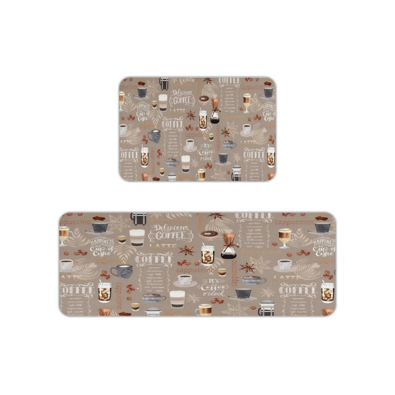 Ensemble de 2 tapis de cuisine pour amateurs de café et de coins café, brun taupe