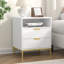 Table de chevet moderne pour chambre à coucher, table de chevet carrée 2 tiroirs avec rangement pour chambre à coucher-554161199-773306305