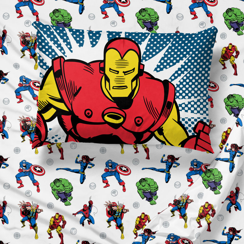 Marvel Comics Avengers Fighting Team 100% Cotton Pillowcase Set