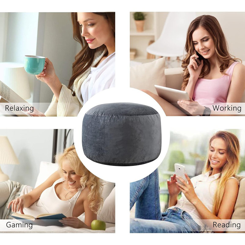 3 Ft Large Bean Bag Chairs For Adults/Teens With Memory Foam Filling, Comfy Bean Bag Sofa With Filler Included, Soft Dutch Velvet Fabric Beanbags,3 Foot, Grey