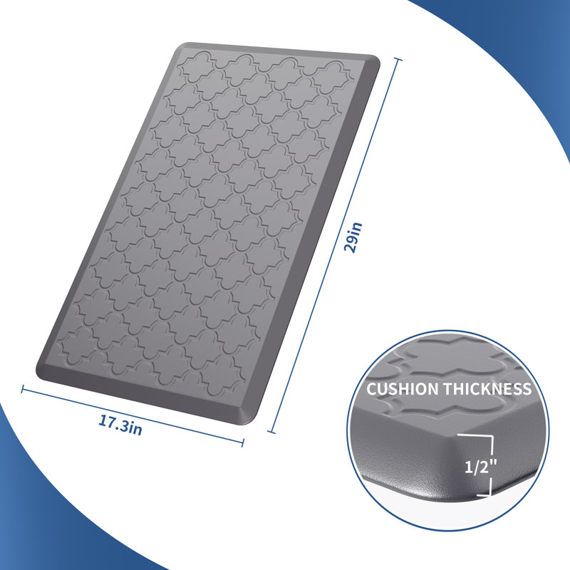 Dawnyelle Anti-fatigue Mat Non-Slip Kitchen Mat, Rectangle 17.3" x 29.5", Gray