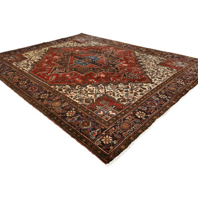 Vintage Red Geometric Floral Serapi Indo-heriz 7x9 Room Size Oriental Rug