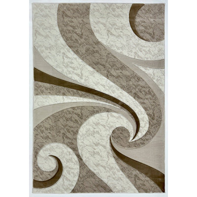 Abstract Thick Area Rug Hand Carved Modern Geometric Carpet Design 8877 Cream 5X7