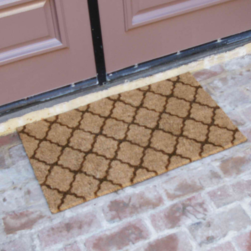Wendler Non-Slip Geometric Outdoor Doormat, Brown