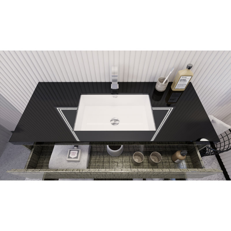 Santrice 47'' Single Bathroom Vanity with Acrylic Top, Hight Gloss Ash Gray