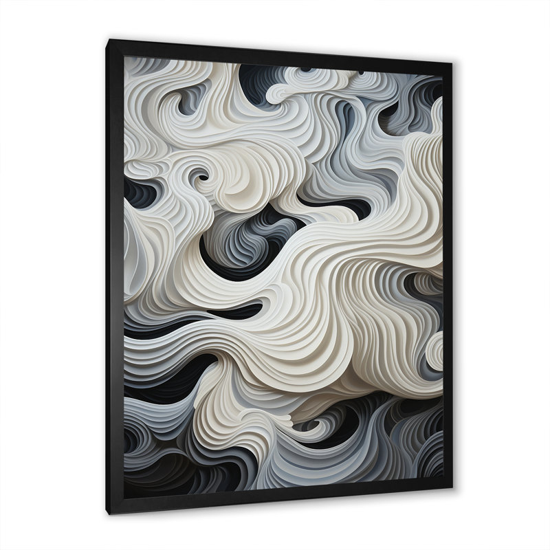 Impression sur toile monochrome, art noir et blanc II, H 32 po x l 24 po x P 1 po, Cadre simple noir