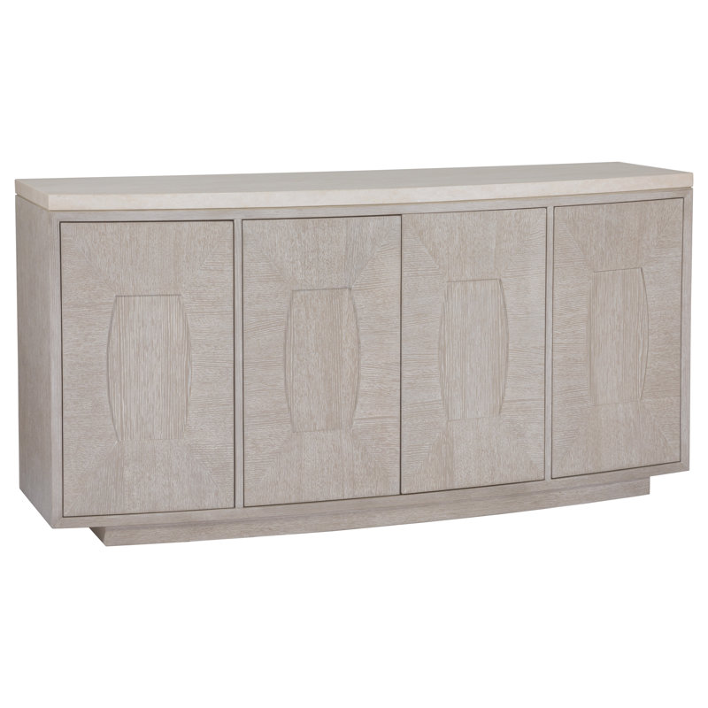 Champagne Taupe Mid-Century Modern Buffet with Anticato Marble Top