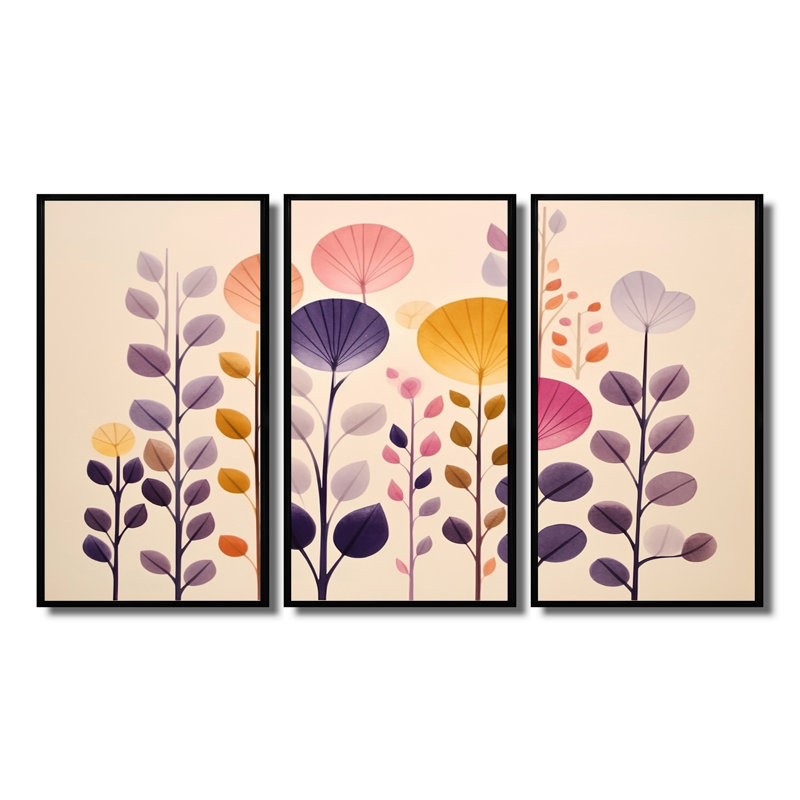 Ensemble de décorations murales Botanicals, Cadre flottant noir, H 32 po x l 48 po x P 1 po