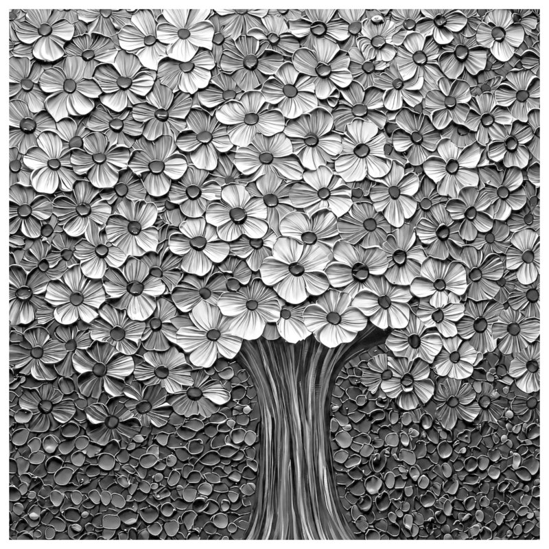 Couvre-lit matelassé à motif floral arbre toutes tailles, Grand lit