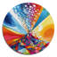 «Colorful Tie Dye Insimped 2», art mural rond en métal abstrait-88628934