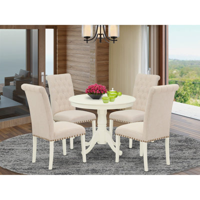 Stephene 4  Person Rubberwood Solid Wood Dining Set