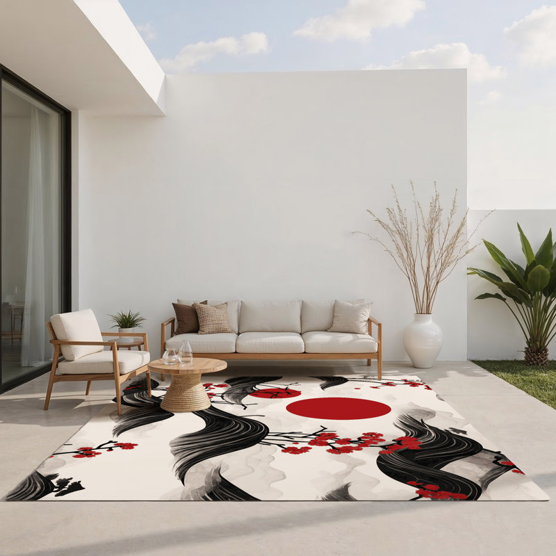 Tapis intérieur et extérieur Serene Sakura, Rectangle 1 pi 6 po x 2 pi 6 po