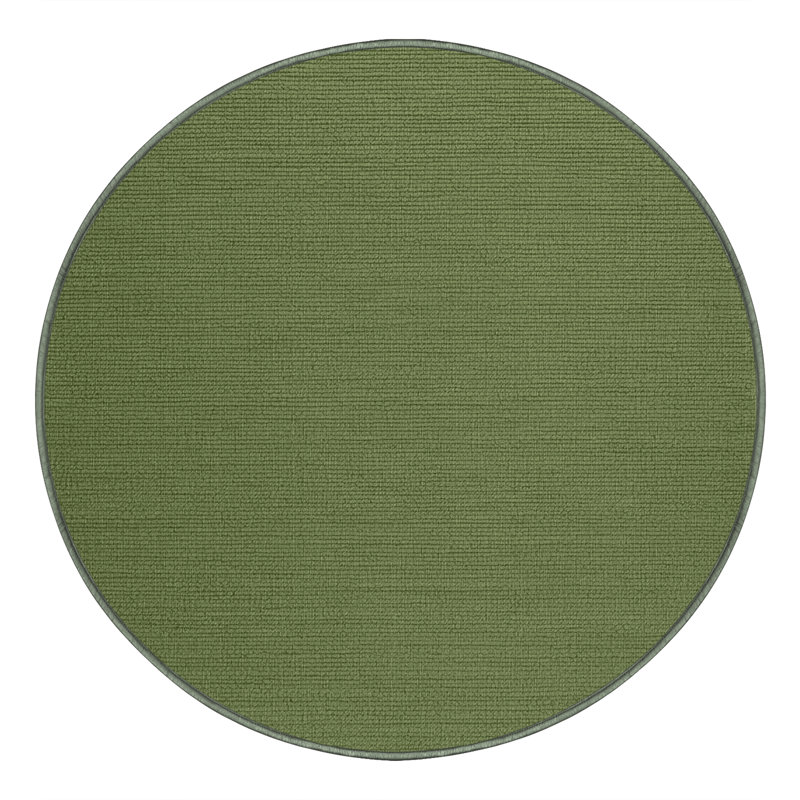 Machine Washable Solid Green Area Rug, Round 8'
