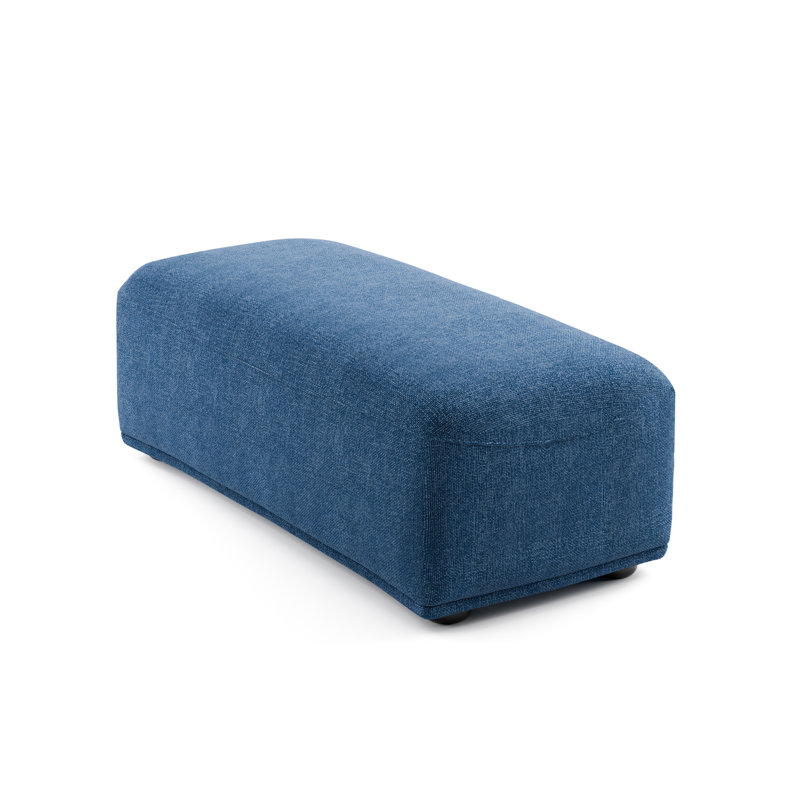 Aukeem Upholstered Ottoman, Blue Chenille