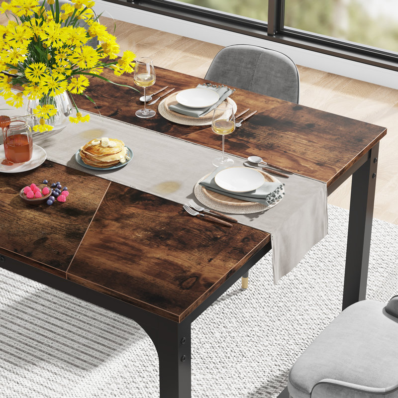 Table de salle à manger, Brun rustique, L 39,4 po x L 78,7 po, Noir