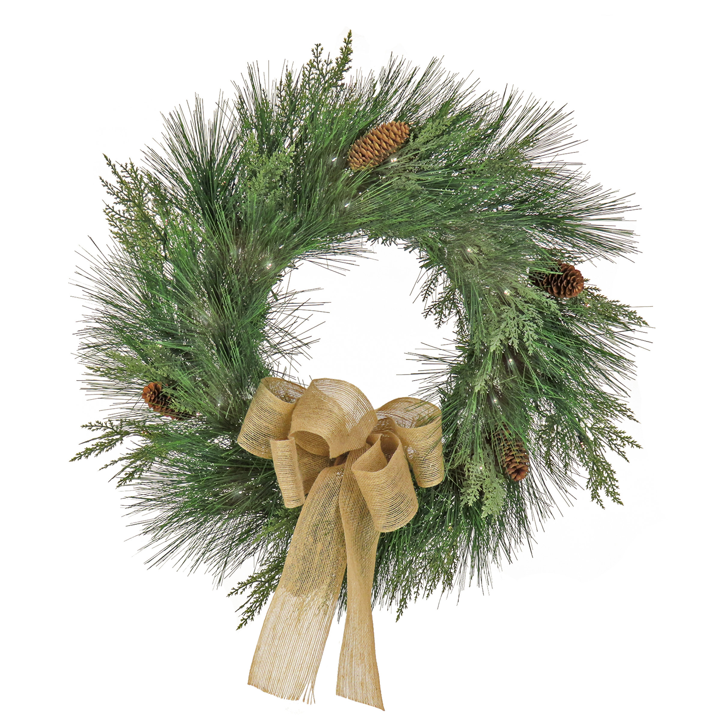 Faux Lighted 22'' Wreath