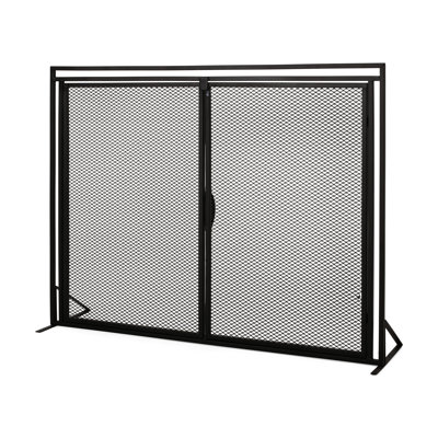 Écran de foyer attrayant en fer, noir mat - pièce décorative, H 29,91 po x l 40,62 po