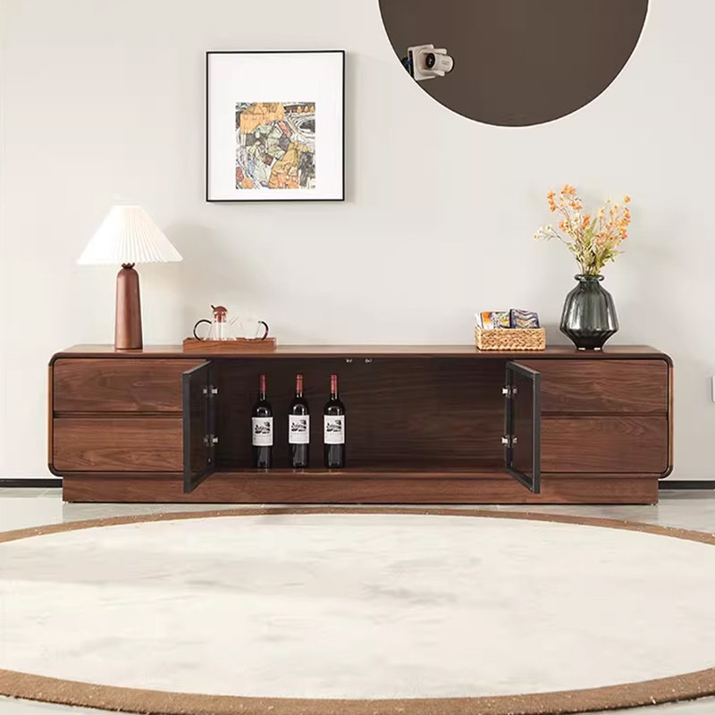 Meuble télé simple en bois de noyer noir, H 18,89 po x L 70,86 po x l 15,74 po