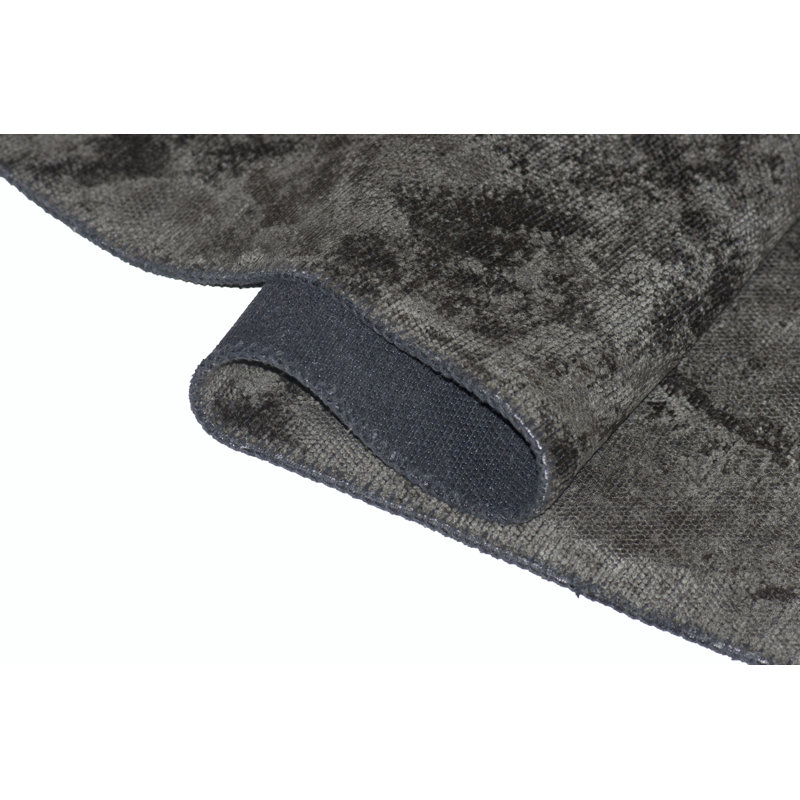 Tapis gris foncé à tissage plat abstrait Rapture, Rectangle 7 pi 10 po x 9 pi 10 po