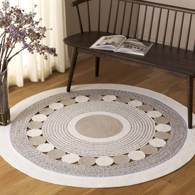Tapis tressé 757 en beige / ivoire