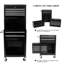 Commode à outils détachable 2 en 1 avec 6 tiroirs et 4 roulettes pour garage verrouillables 6 armoires finition noire universelle-1117121048