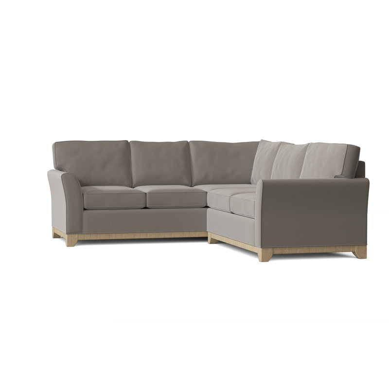 Canapé modulaire en coton de 108 po de largeur Bevins, Accoudoir à droite (vu de face), Velours Bella Dove Performance