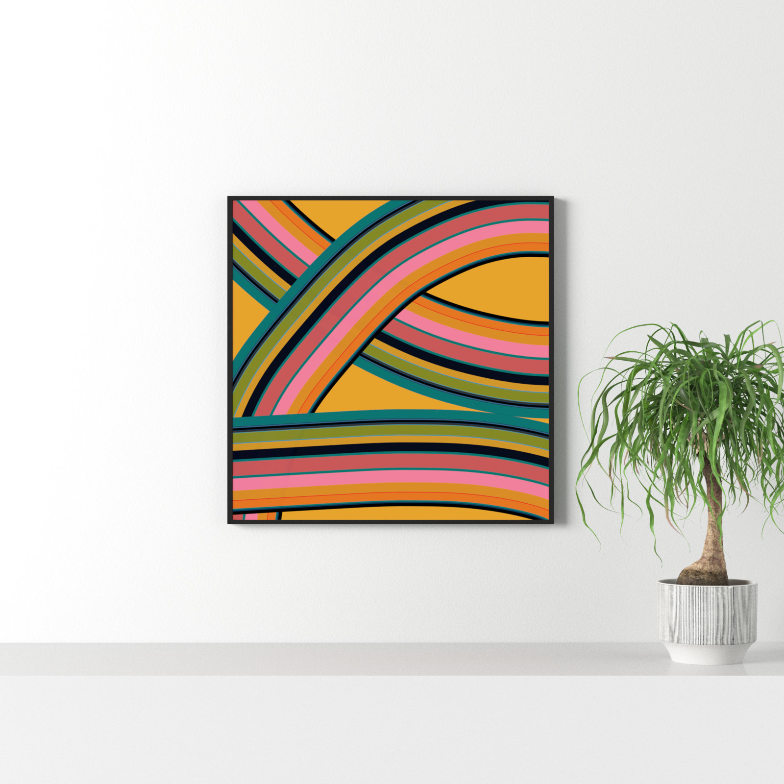Twist Series I "Fiesta Twist" Print, Black, 30" H x 30" W x 1.25" D