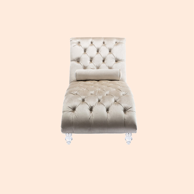 Geniece Outdoor Chaise Lounge, Beige Velvet