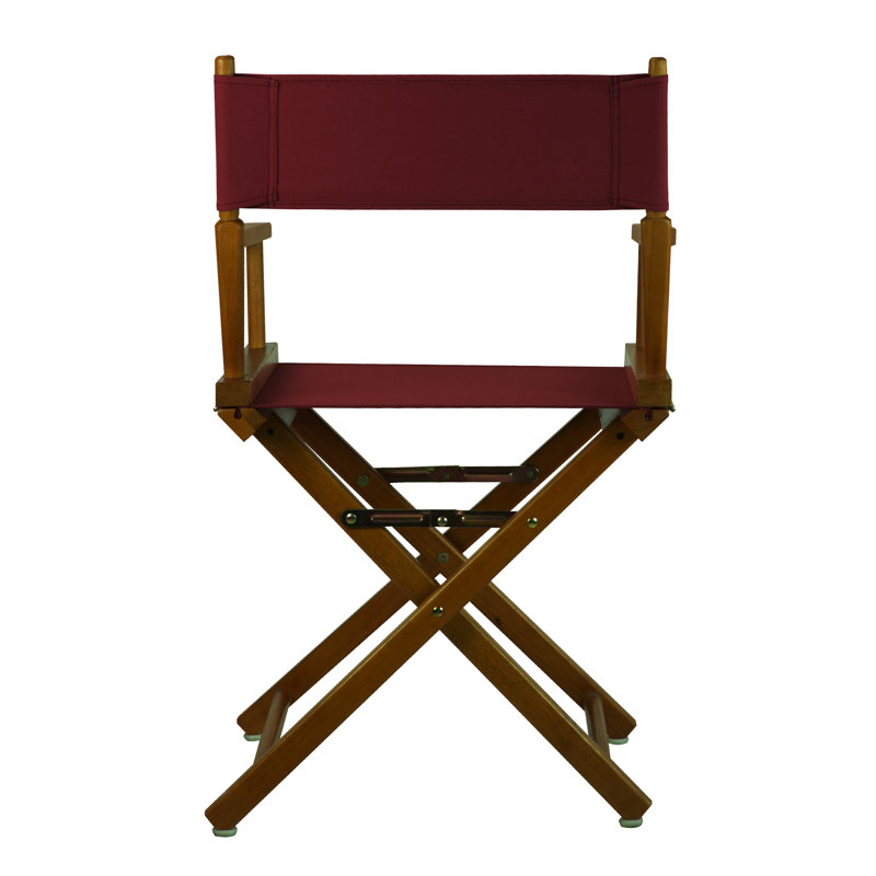 18" Folding Director Chair, Burgundy, Honey Oak
