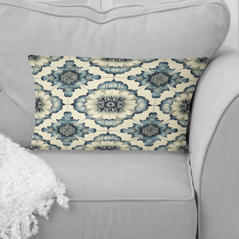 Coussin lombaire traditionnel bleu, bleu et blanc