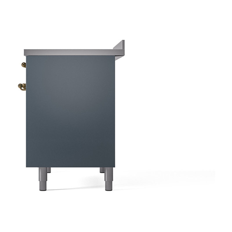 ILVE Nostalgie II Series 40 in. Induction Range with 6 Induction Elements (Solid Door), Blue Gray/Brass