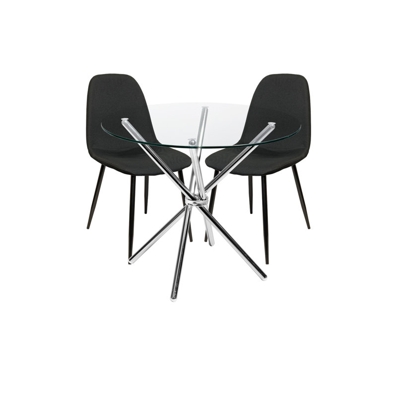 Quintan 2 - Person Dining Set, Black, Chrome