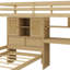  Lit mezzanine simple au-dessus de simple Karanfila avec bureau intégré et escalier, avec compartiments de rangement et tablettes-691808288