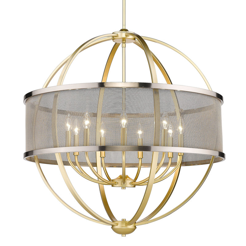 Lustre en forme de globe à 9 lumières de style bougie Petitt, Or olympique, Noir mat