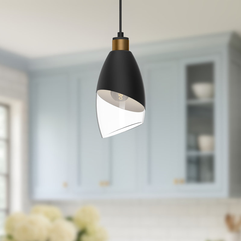 Luminaire suspendu simple à 1 lumière Tabitha, Noir mat