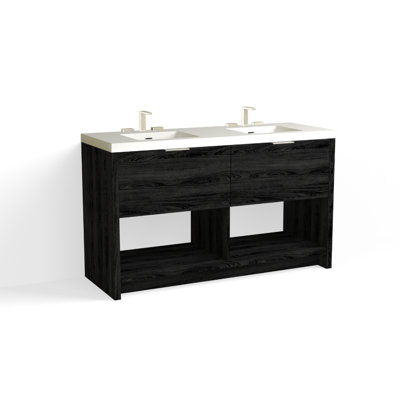 Vista 60" W Freestanding Double Bathroom Vanity