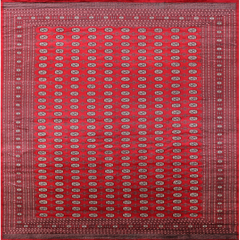 Tapis oriental rouge Riyan, Carré 6 pi