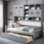 Lit de jour en bois tout-en-un Bellinger avec 2 tiroirs, armoires et tablettes-856040721-856040727