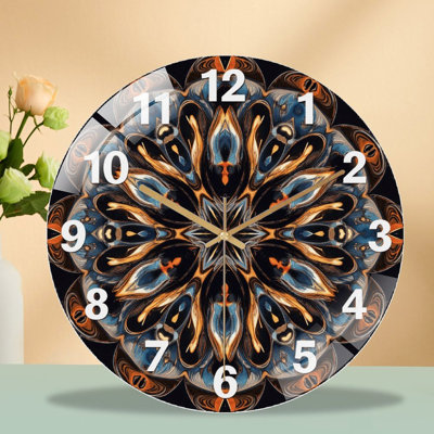 Colorful Vintage Round Wall Clock Art Decor Art - 12'' Modern Glass Wall Clock