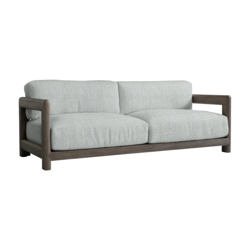 Montaigne Outdoor Teak Loveseat, Light Grey Linen 6032-010