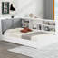 Lit plateforme simple blanc avec rangement pour tête de lit solide, 2 tiroirs et tablettes pour tête de lit en bois Grace